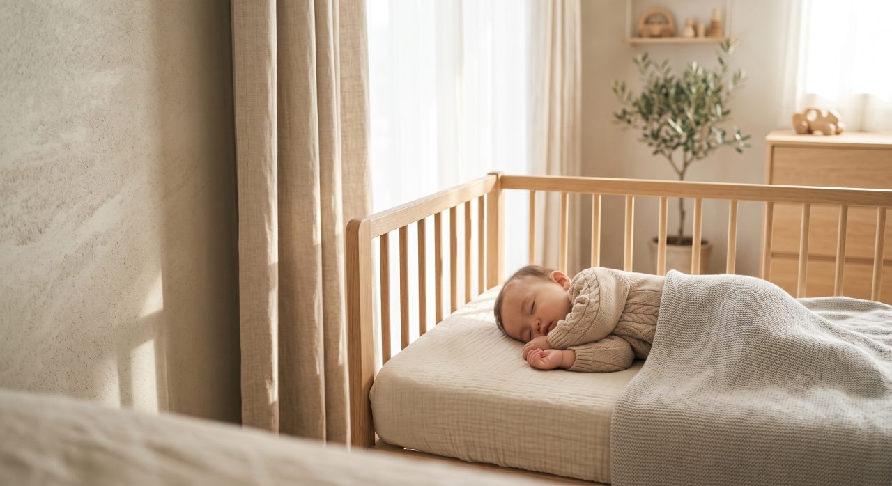 眠る赤ちゃん｜化学物質を気にしたい赤ちゃんの部屋