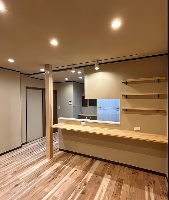珪藻土ベージュ壁のリビング施工事例｜福岡・珪藻土 宙SORA